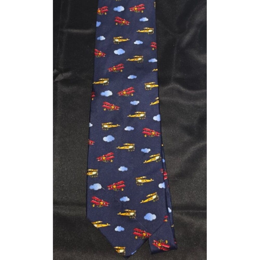 Lord & Taylor Vintage Airplane Style Red Yellow Blue Tie 61"